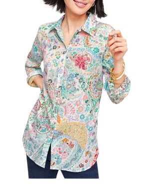 Talbots Classic Cotton Shirt in Festive Floral Paisley